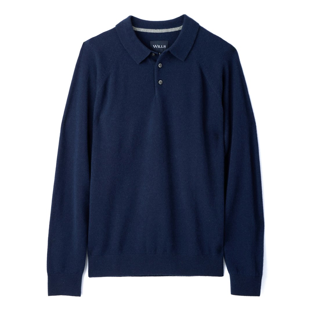 91892_Wills_EasyCash_Merino_Long_Sleeve_Polo_Navy_01_Product_on_White