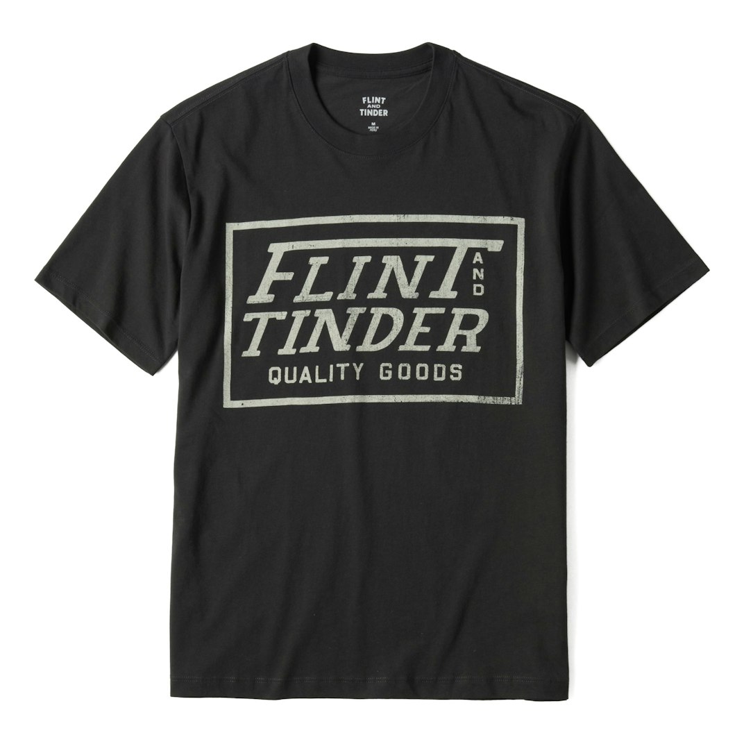 94151_Flint_and_Tinder_Quality_Goods_Graphic_T-Shirt_Black_01_Product_on_White