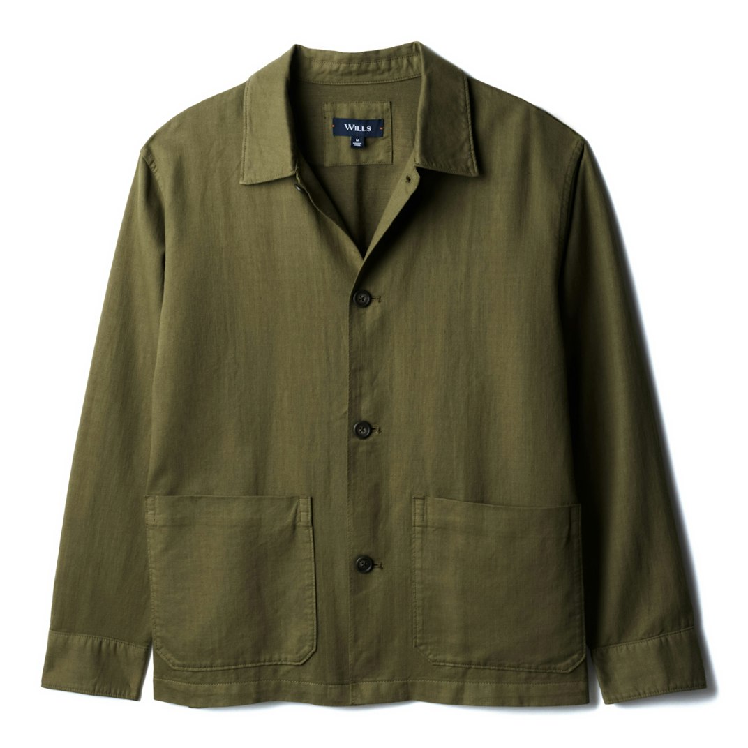 95486_Wills_Linen_Chore_Jacket_Dark_Olive_01_Product_on_White